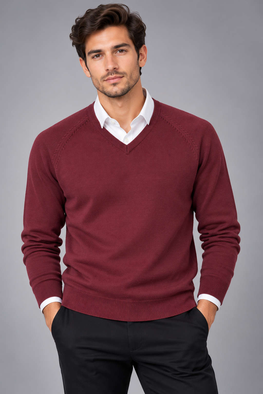 MTF Machine Washable Pure Wool V Neck Pullover