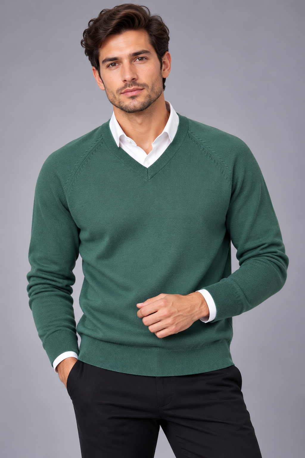 MTF Machine Washable Pure Wool V Neck Pullover