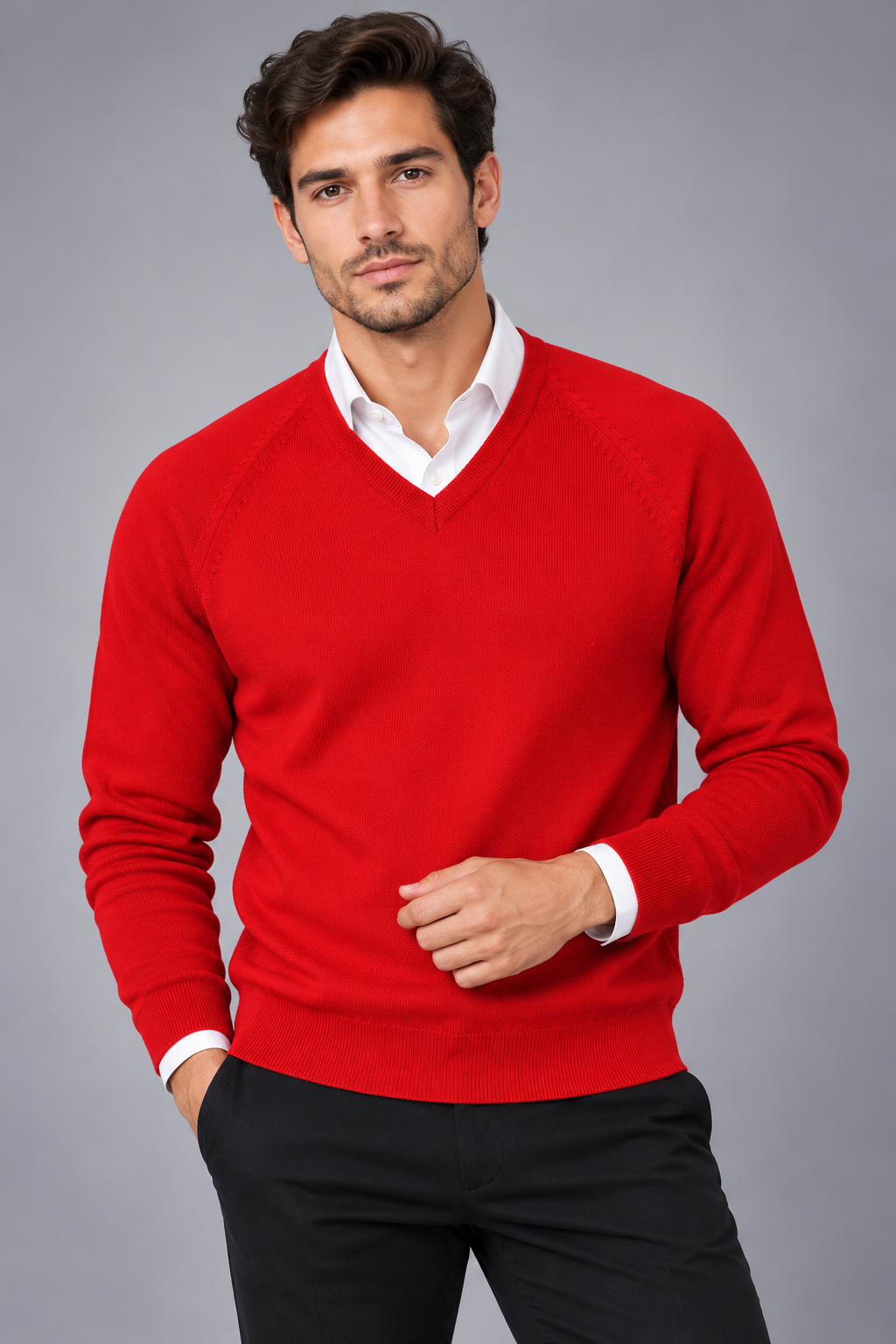 MTF Machine Washable Pure Wool V Neck Pullover