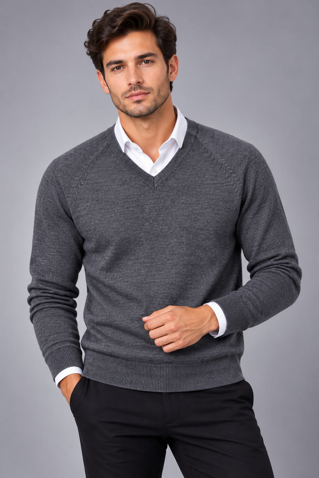 MTF Machine Washable Pure Wool V Neck Pullover