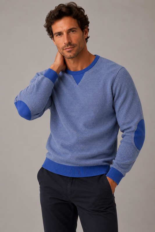 ELBOW PATCHES CREW NECK PULLOVER