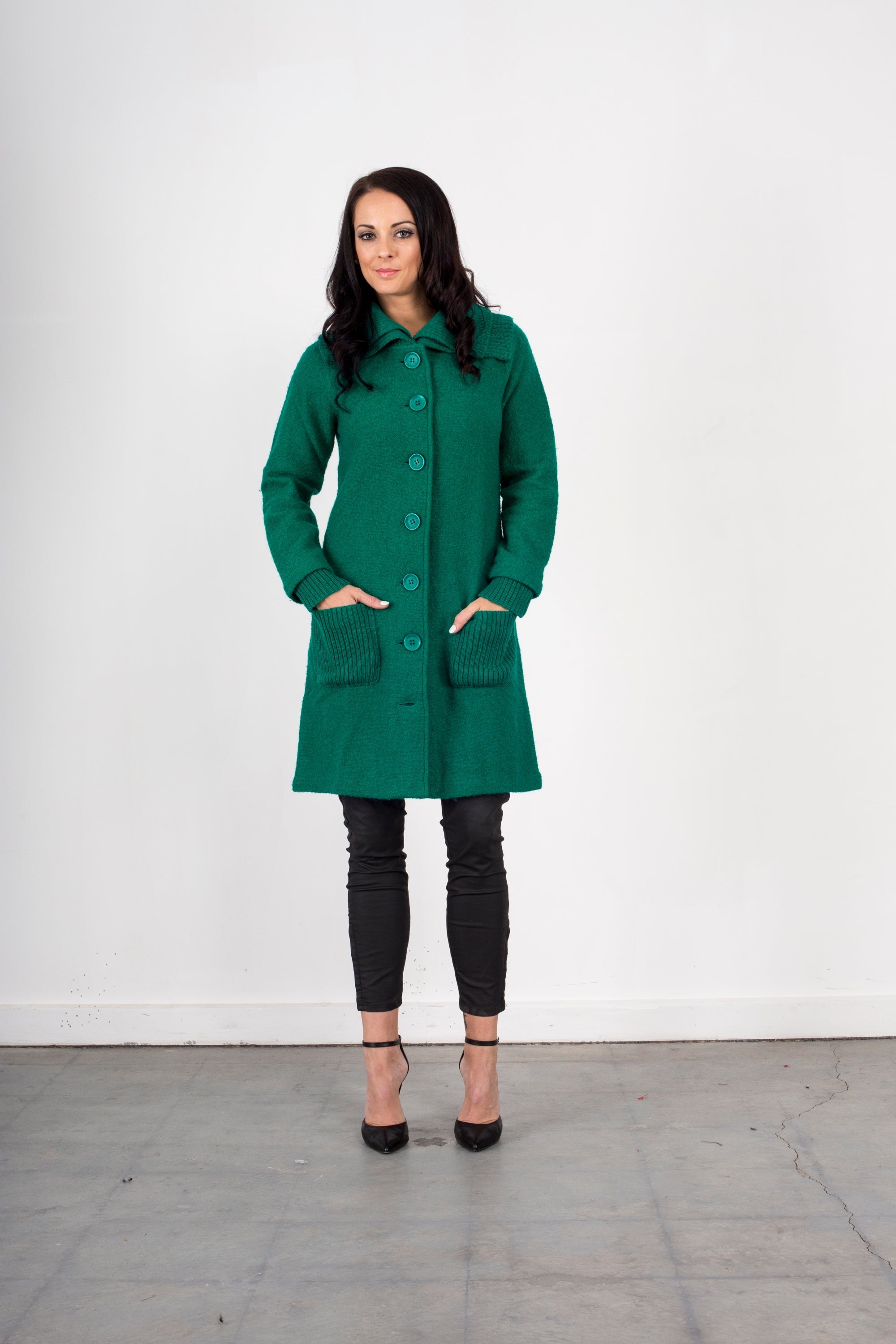 KNIT COLLAR COAT (Lipstick S left)
