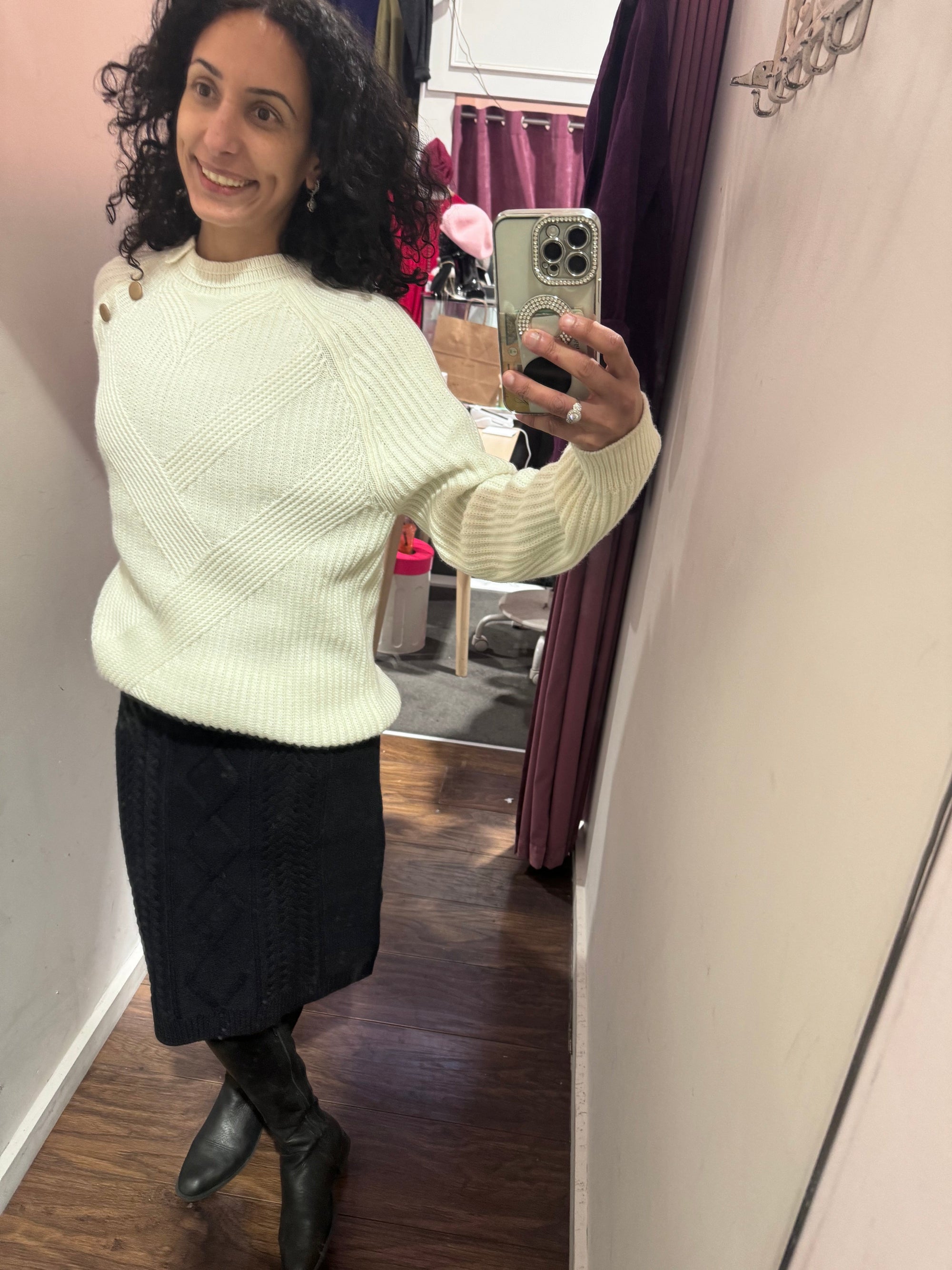 PURE MERINO WOOL CABAL  SOVRANO SKIRT - ONLY MAVY S LEFT