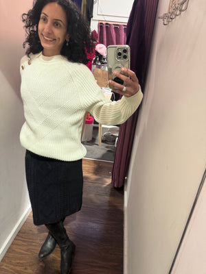 PURE MERINO WOOL CABAL  SOVRANO SKIRT - ONLY MAVY S LEFT