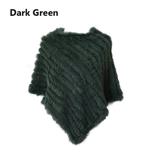 Angora Fur Knitted Natural Fur Poncho