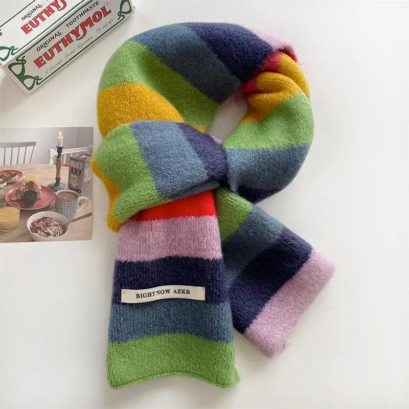 Rainbow Stripes Merino/Mohair Scarf Men And Women