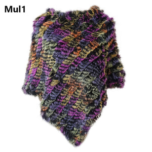 Angora Fur Knitted Natural Fur Poncho