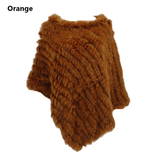 Angora Fur Knitted Natural Fur Poncho