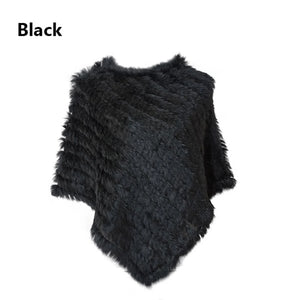 Angora Fur Knitted Natural Fur Poncho