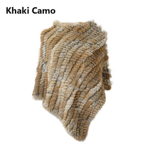 Angora Fur Knitted Natural Fur Poncho