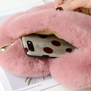 Furry Love Heart Handbags Cute