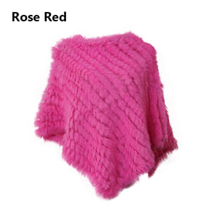 Angora Fur Knitted Natural Fur Poncho