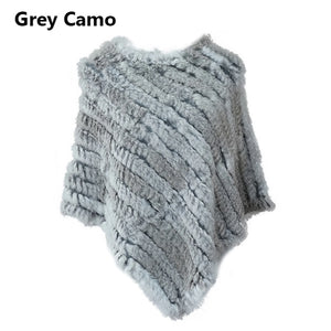 Angora Fur Knitted Natural Fur Poncho