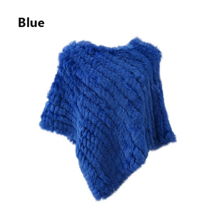 Angora Fur Knitted Natural Fur Poncho