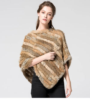 Angora Fur Knitted Natural Fur Poncho