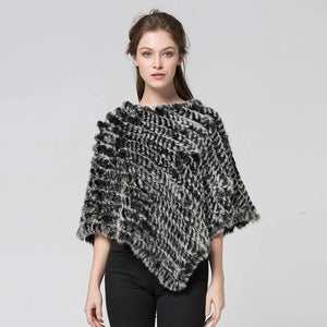 Angora Fur Knitted Natural Fur Poncho