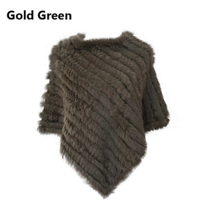Angora Fur Knitted Natural Fur Poncho