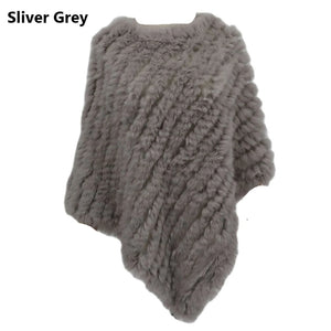 Angora Fur Knitted Natural Fur Poncho