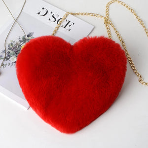 Furry Love Heart Handbags Cute