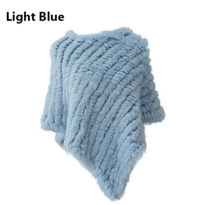 Angora Fur Knitted Natural Fur Poncho