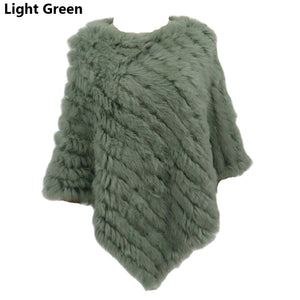 Angora Fur Knitted Natural Fur Poncho