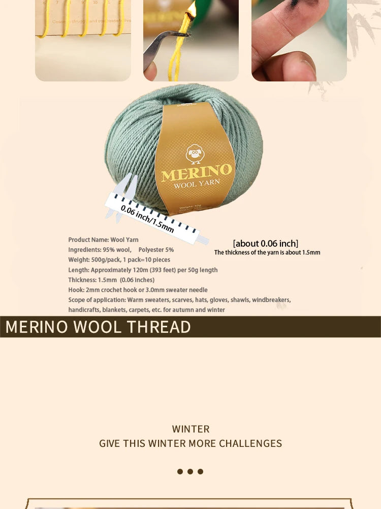 High-Quality Wool Yarn, 500g