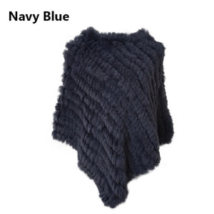 Angora Fur Knitted Natural Fur Poncho