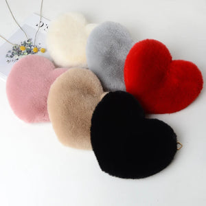 Furry Love Heart Handbags Cute