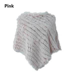Angora Fur Knitted Natural Fur Poncho