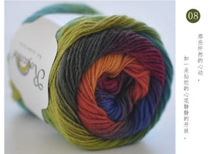 100% Wool Yarn Rainbow colour 50G