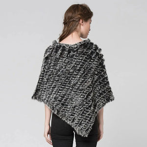Angora Fur Knitted Natural Fur Poncho