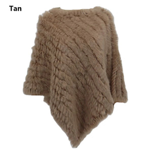 Angora Fur Knitted Natural Fur Poncho