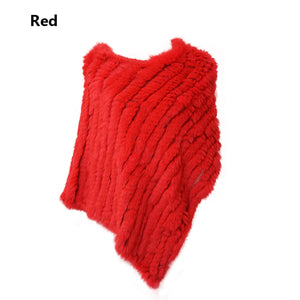 Angora Fur Knitted Natural Fur Poncho