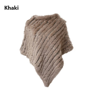Angora Fur Knitted Natural Fur Poncho