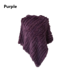 Angora Fur Knitted Natural Fur Poncho