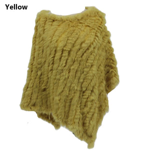 Angora Fur Knitted Natural Fur Poncho