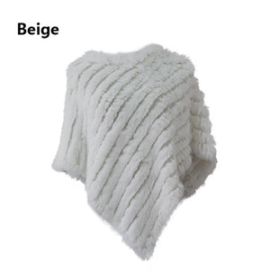 Angora Fur Knitted Natural Fur Poncho