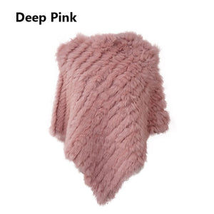 Angora Fur Knitted Natural Fur Poncho