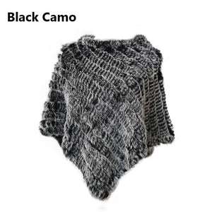 Angora Fur Knitted Natural Fur Poncho