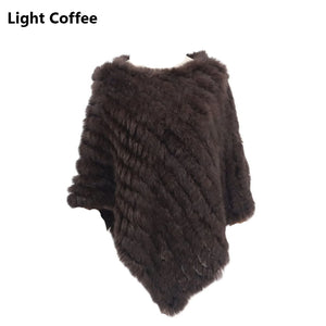 Angora Fur Knitted Natural Fur Poncho