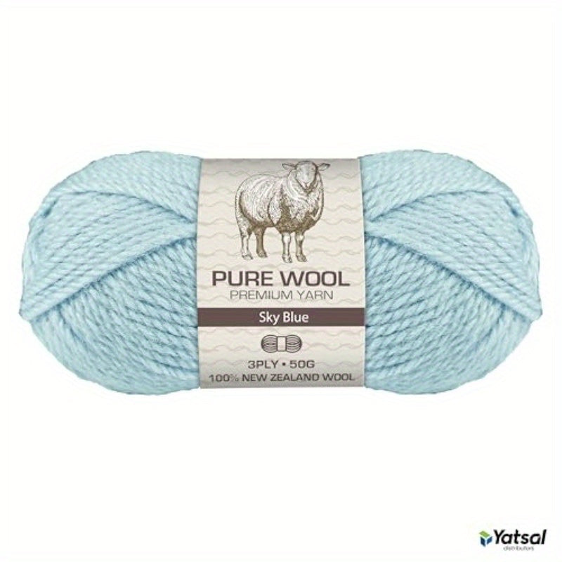 3Ply Pure Wool 50g Sky Blue