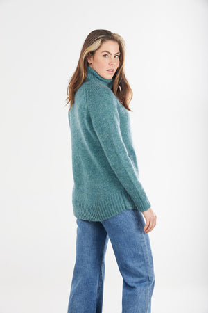 MOHAIR ROLL NECK PULLOVER WITH KANGAROO POCKET