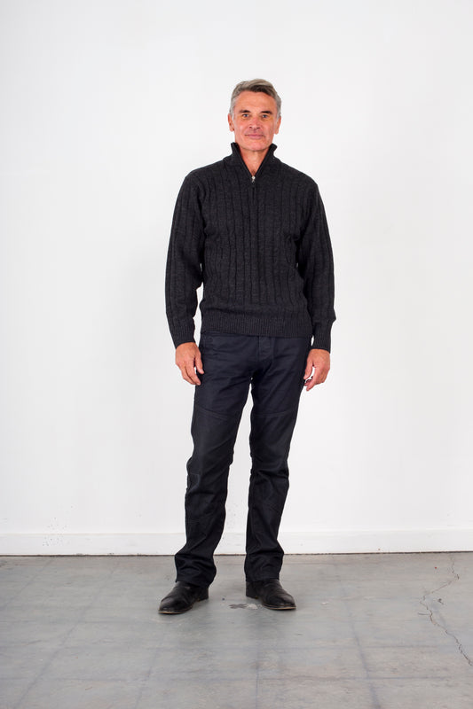 ANSETT PURE WOOL CABLE ZIP PULLOVER