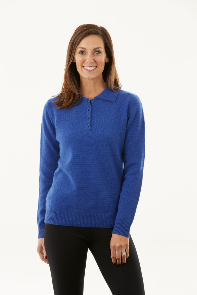 blue ABUTTONS POLO PULLOVER