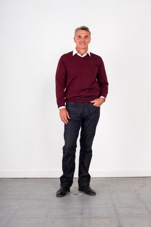 ANSETT knitwear V-Neck Jumper Fine Gage