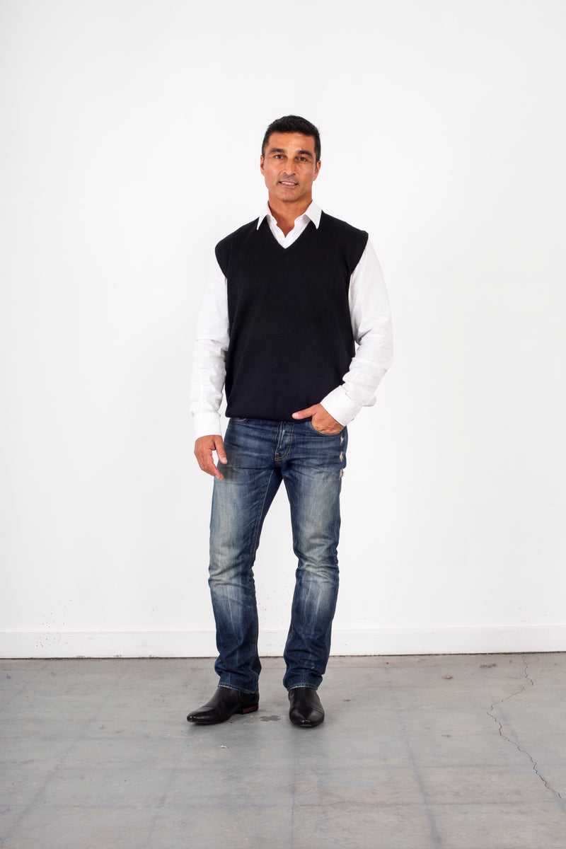 V neck vests under a jacket