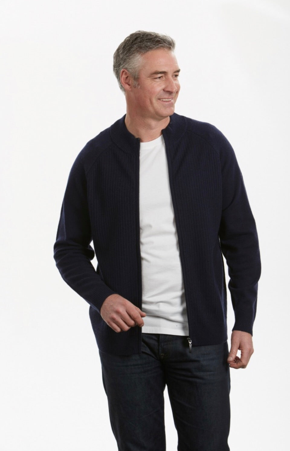Full Zip Front Cardigan With Vertical Ribs, knitwear at Knit-On Australia