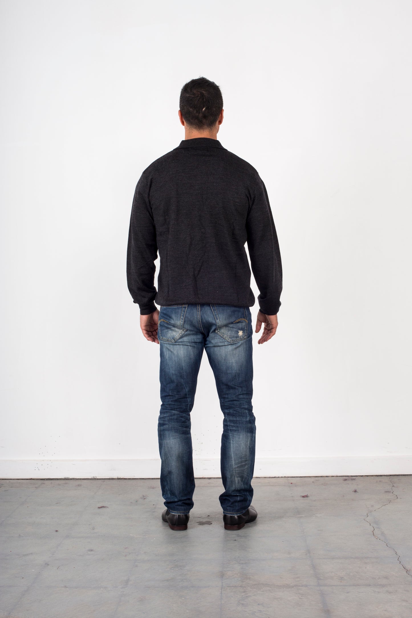 grey 1/4 ZIP PULLOVER Pure merino wool Ansett knitwear