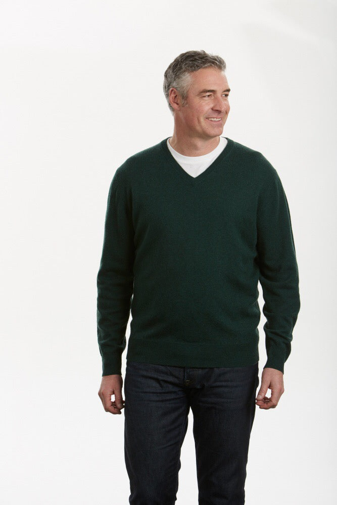 MERINO/ CASHMERE ESSENTIAL VEE NECK PULLOVER