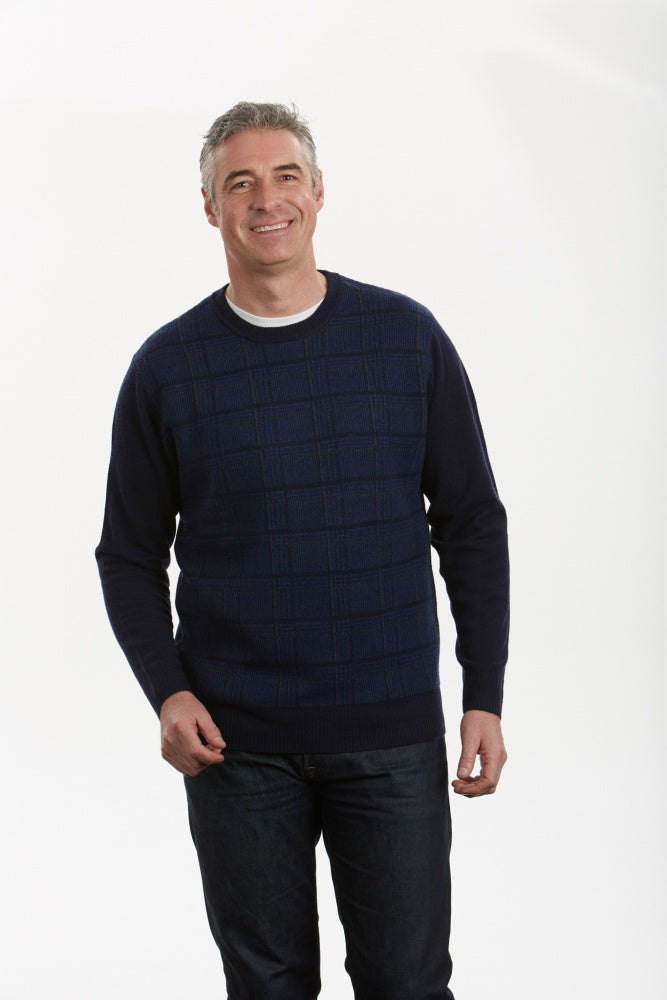 CHECK FRONT CREW NECK PULLOVER